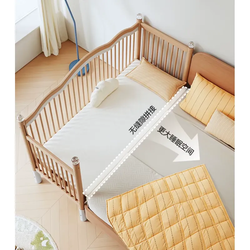 Baby Nursery And Co - Massivholz-Babybett mit Mehrfunktionalem Beistellbett und Sicherheitsgitter