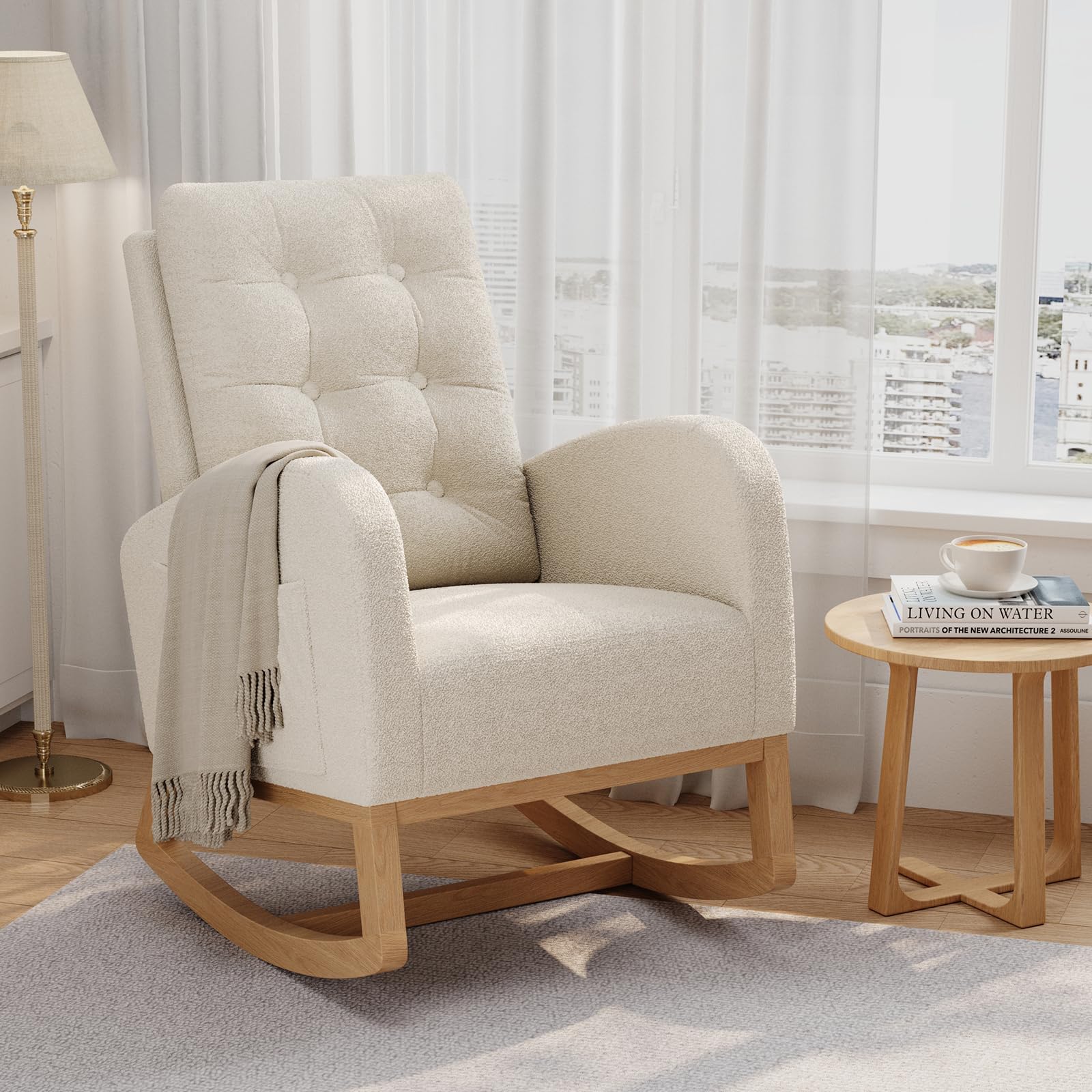 Rocking Chair Nursery - Moderner Schaukelstuhl für Kinderzimmer, gepolsterter Schaukelstuhl