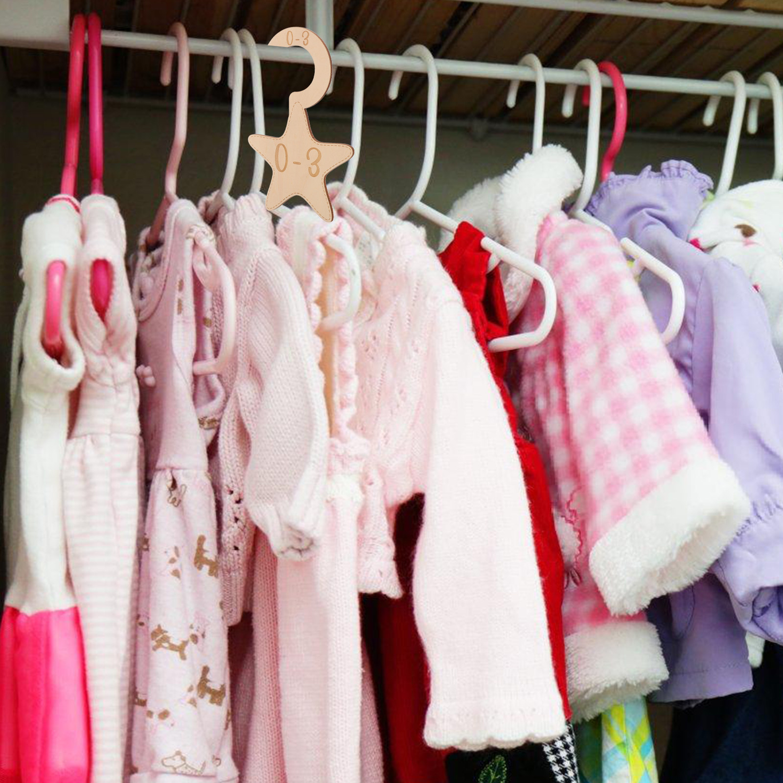 Baby Nursery Wardrobe - 7-teilige Baby-Kleider-Schrankteiler aus Holz, Größenteiler für