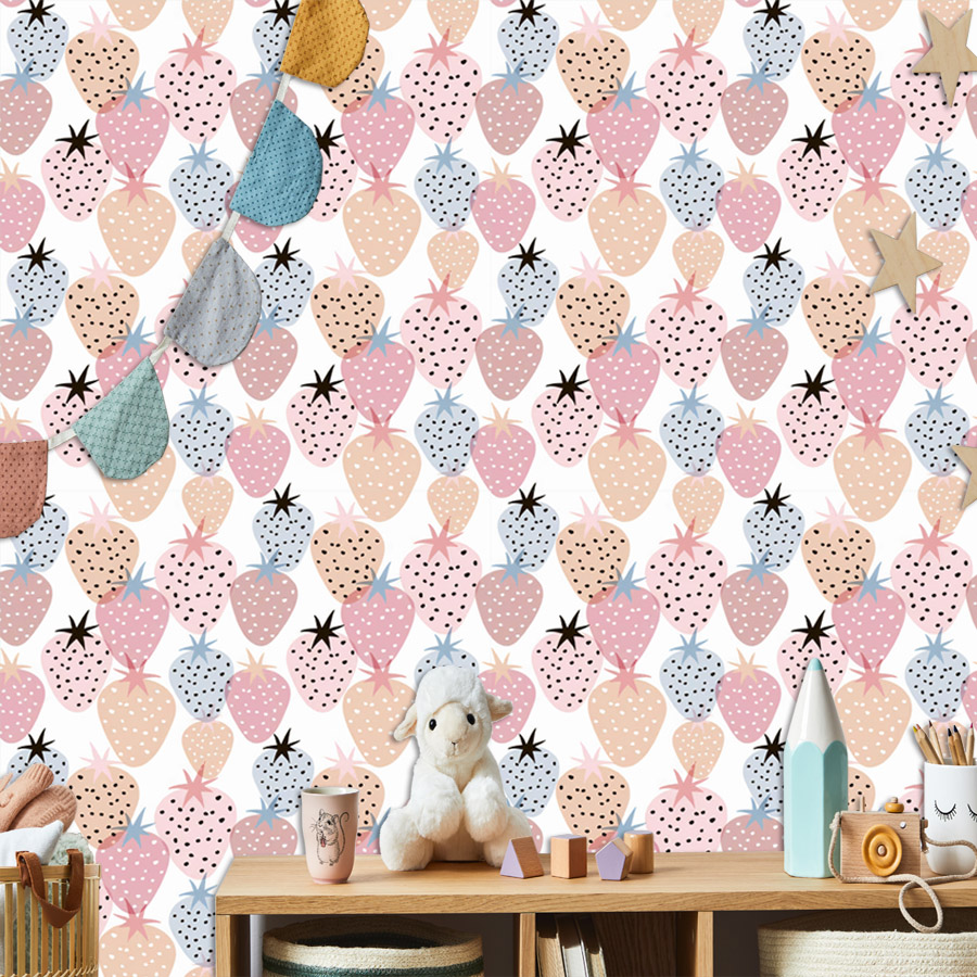 Baby Nursery Wallpaper Girl - 12+ Niedliche Kinderzimmer-Tapeten mit Erdbeer-Muster für