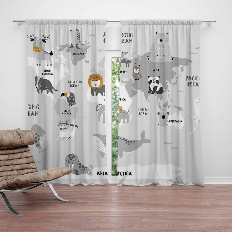 Baby Nursery Youtube - Weltkarte Kinderzimmer Vorhänge Safari Tiere Kinder