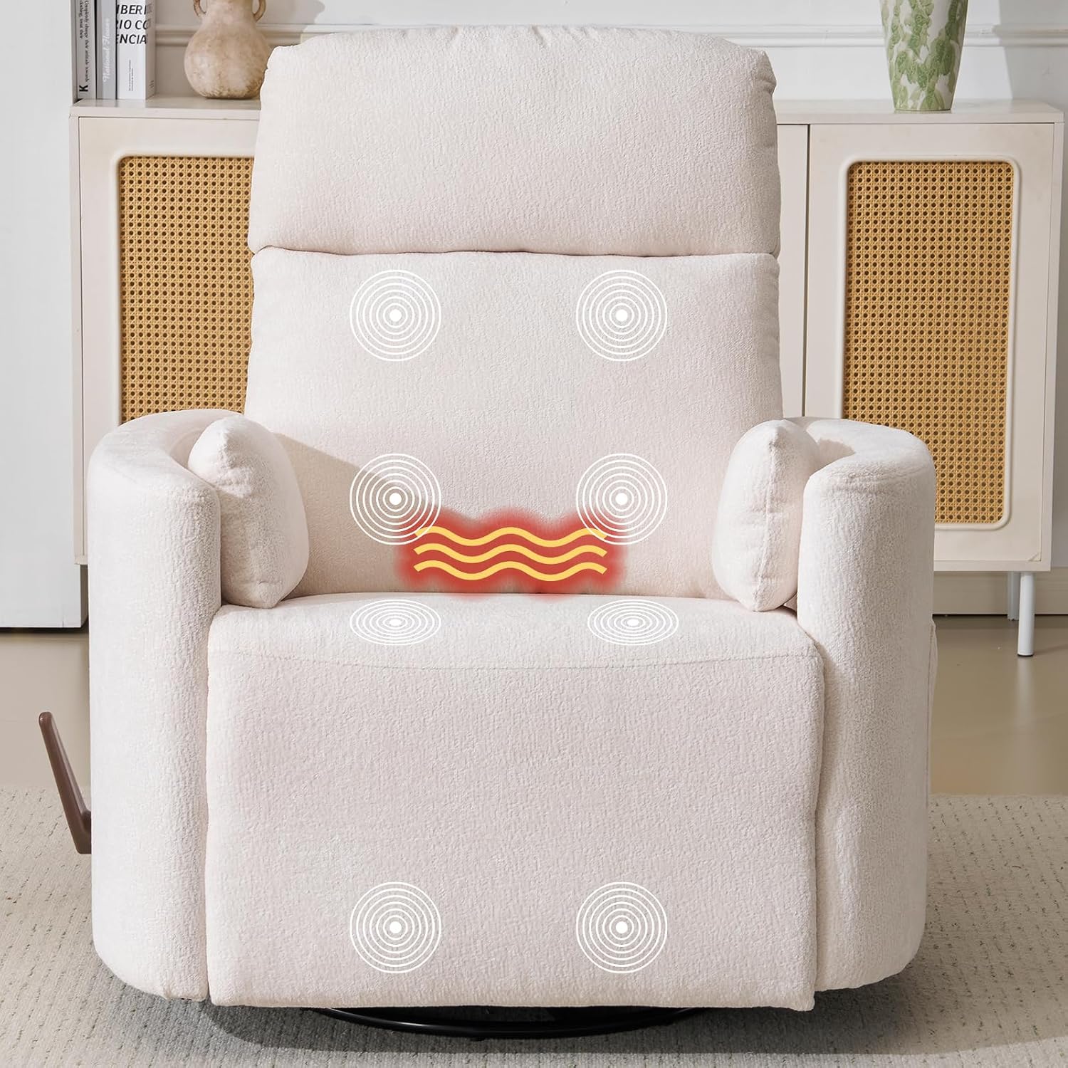 Rocking Chair Nursery - Übergroßer Drehbarer Relaxsessel mit Massage- und