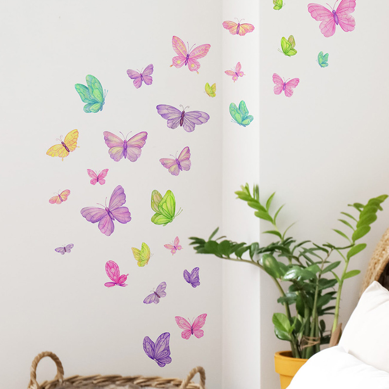 Baby Nursery Wall Decals - Romantische Schmetterlings-Wandaufkleber Kreative Heim-Wanddekoration Selbstklebende Kinderzimmer-Dekoration