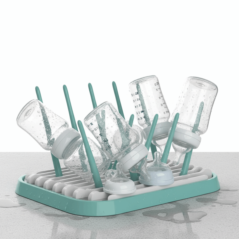Baby Nursery Essentials - Faltbarer Babyflaschen-Trockenständer Robuster Kunststoff-Flaschenreiniger Tragbarer Abnehmbarer