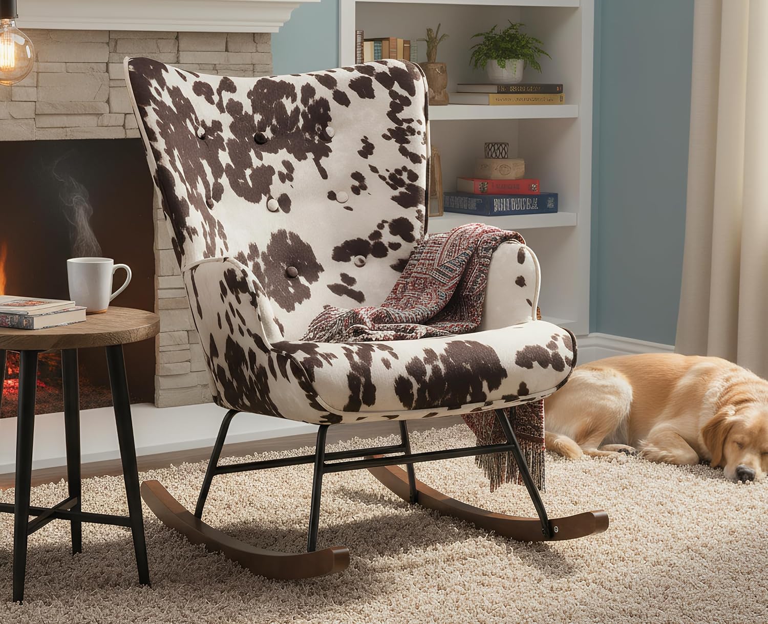 Rocking Chair Nursery - Schaukelstuhl für Kinderzimmer und Schlafzimmer, Stoffbezug,