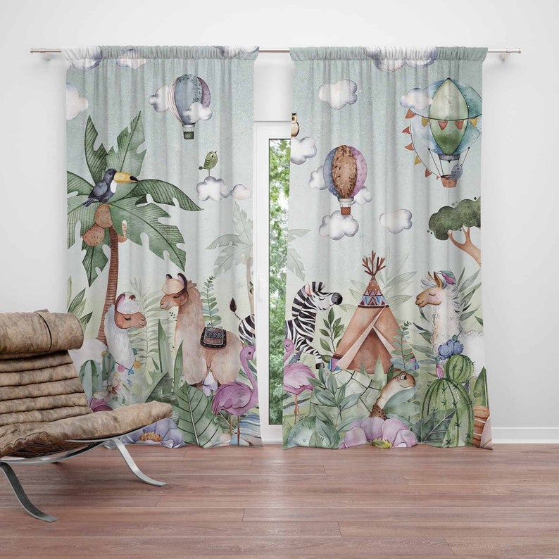 Baby Nursery Office - Safari Tiere Party Kinderzimmer Vorhang Kinder