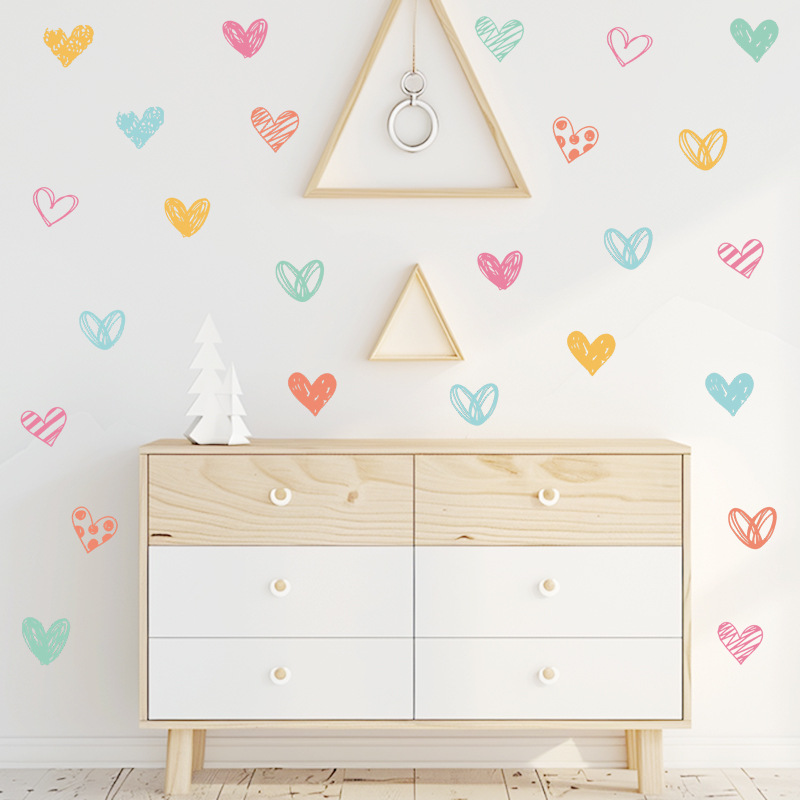Baby Nursery Wallpaper Girl - Neue bunte Herz-Wandaufkleber in verschiedenen Formen,
