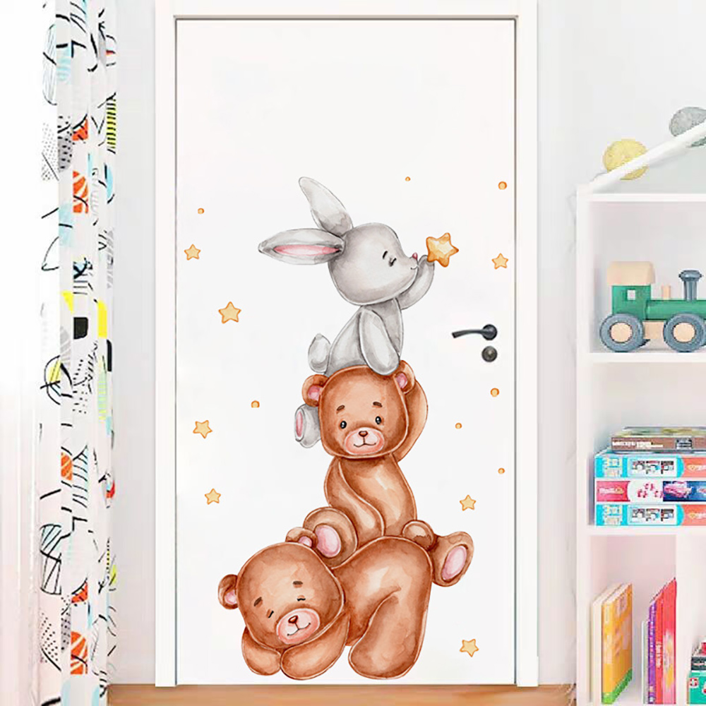 Baby Nursery Wallpaper Girl - Niedliche Hasen bär Stern Wanda uf