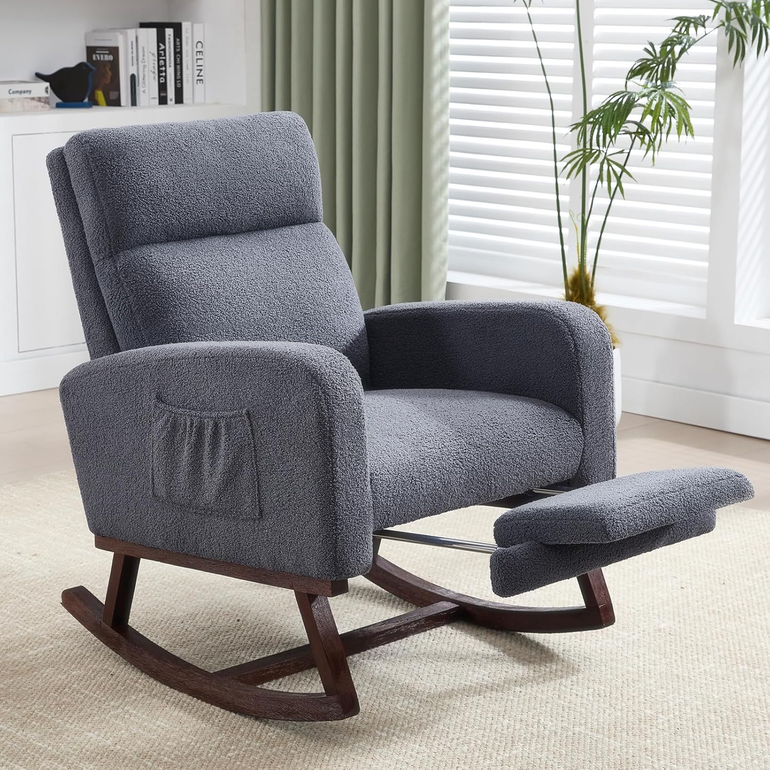 Rocking Chair Nursery - Teddy-Schaukelstuhl mit Fußstütze & Hoher Rückenlehne