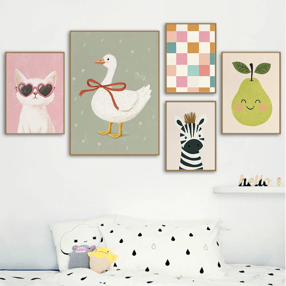 Baby Nursery Murals - Raumdrucke Wandkunst Baby Tier Katze Gans