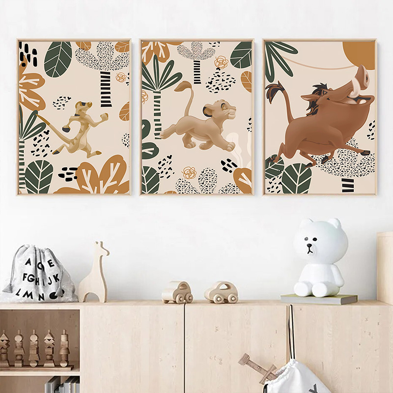 Baby Nursery Paintings - Kid Lion King Boho Poster und