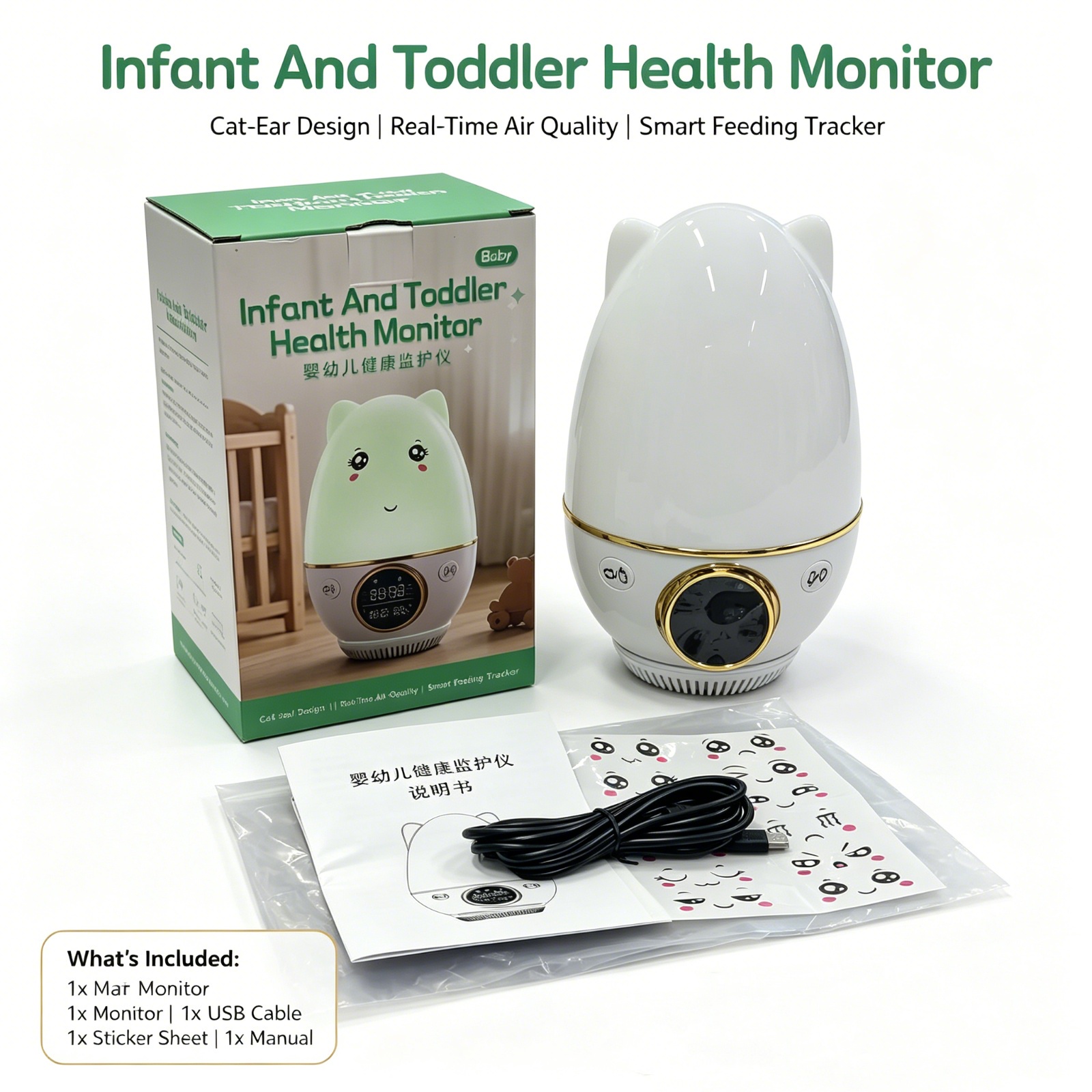 Baby Nursery Temperature - HoldPeak Smart Babyphone mit CO2-, PM2.5-,