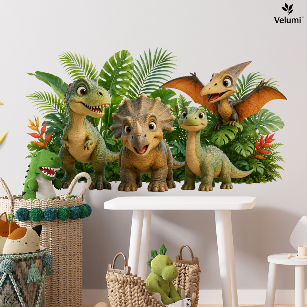 Baby Nursery Wall Decals - Niedliche 3D Dinosaurier Wandaufkleber Kinder Dinosaurier