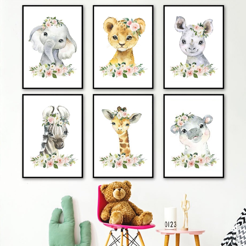 Blumen-Dschungeltiere Leinwand – Baby Nursery Jungle Bewertung und Preis