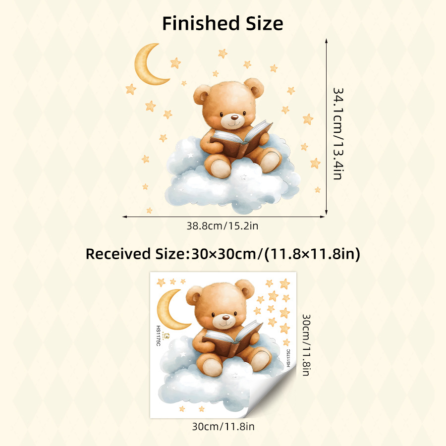 Niedliche Bären-, Mond- und St – Baby Nursery Wallpaper Girl Bewertung und Preis