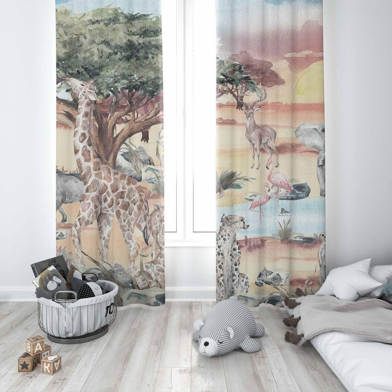 Safari Tiere Vorhang Kinder Sc – Baby Nursery Office Bewertung und Preis