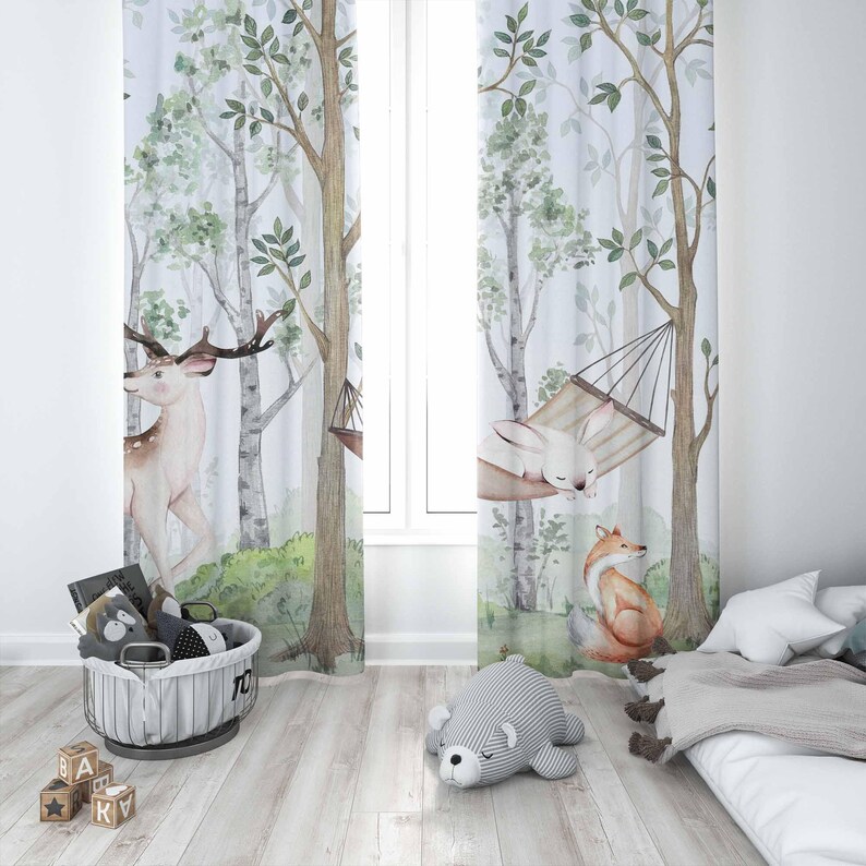 Waldtiere Vorhänge Kinder Schl – Baby Nursery Office Bewertung und Preis