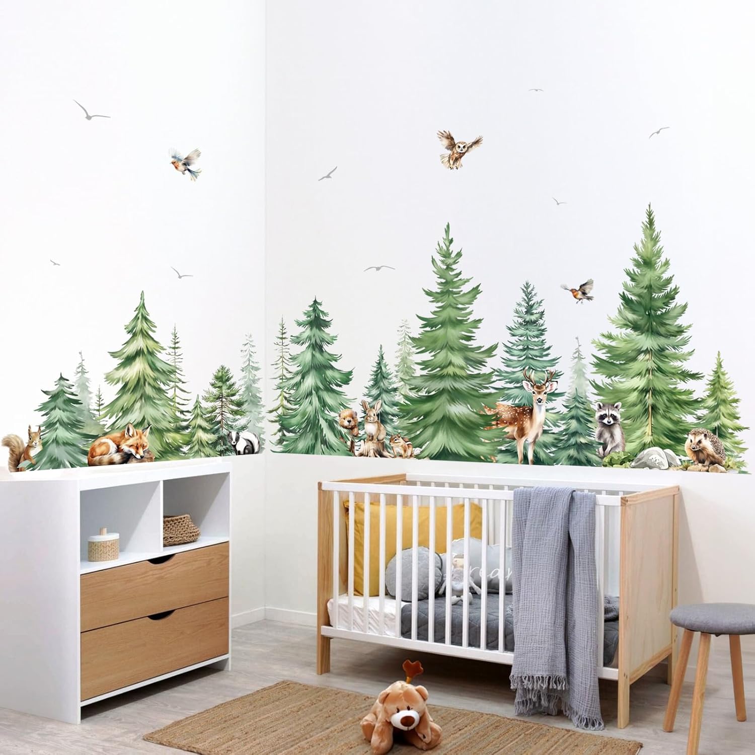 Große Aquarell Kiefer Tiere Wa – Baby Nursery Panelling Bewertung und Preis