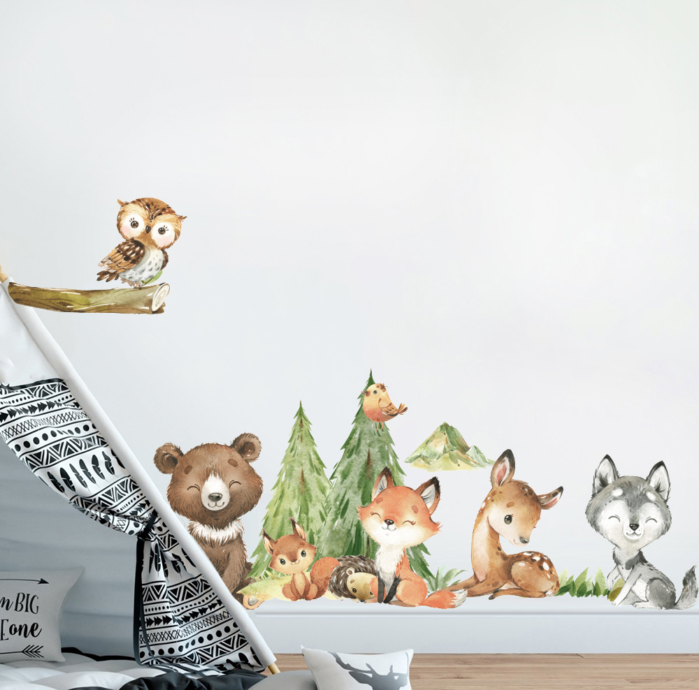 Cartoon Aquarell Wald Tier Wan – Baby Nursery Panelling Bewertung und Preis
