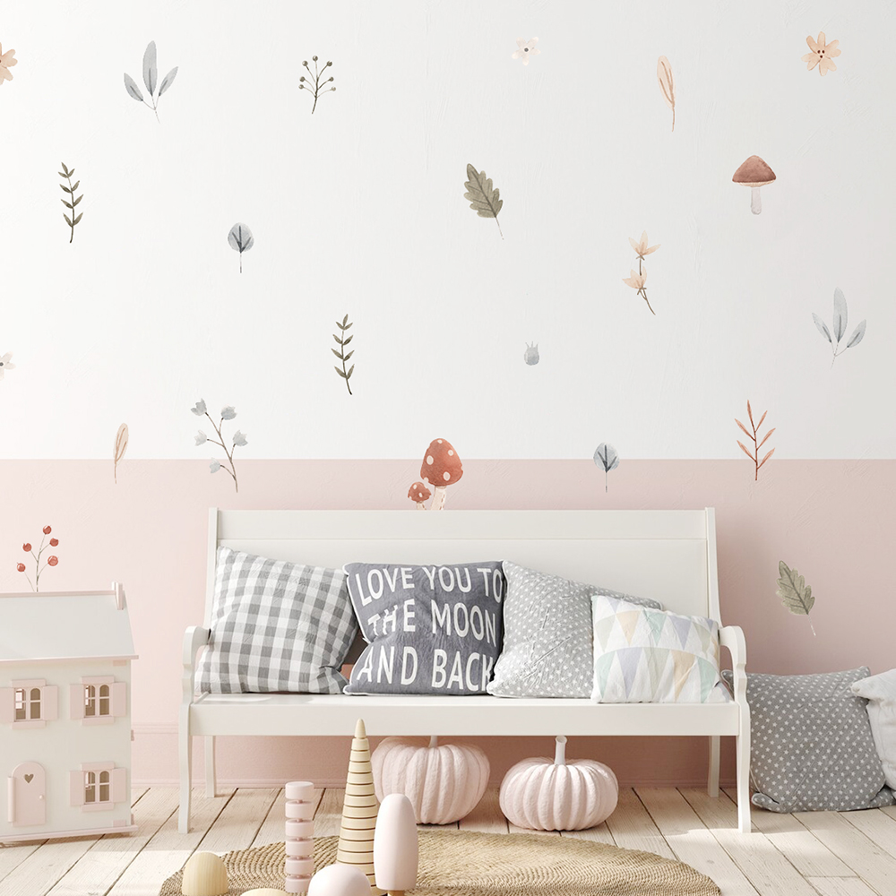 Boho Cartoon Pilz Zweig Blätte – Baby Nursery Furniture Bewertung und Preis