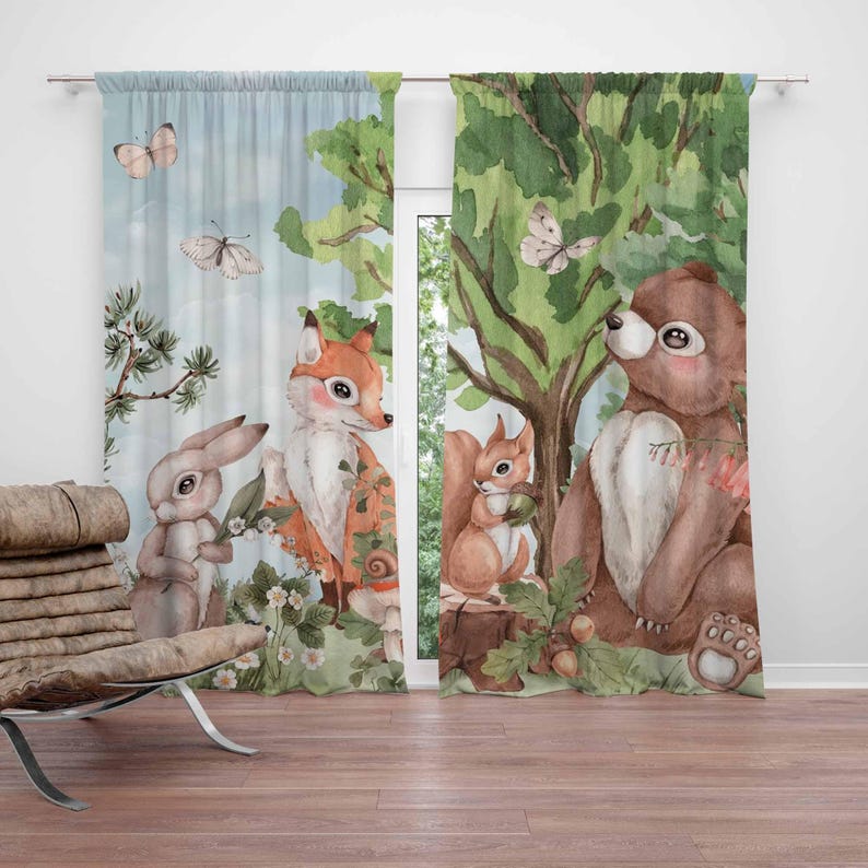 Waldtiere Vorhänge Kinder Schl – Baby Nursery Office Bewertung und Preis