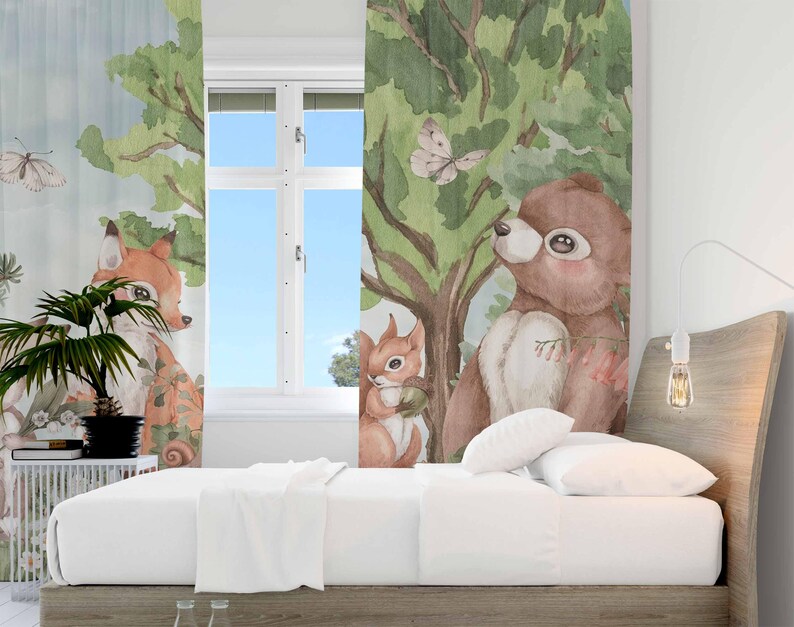 Waldtiere Vorhänge Kinder Schl – Baby Nursery Office Bewertung und Preis