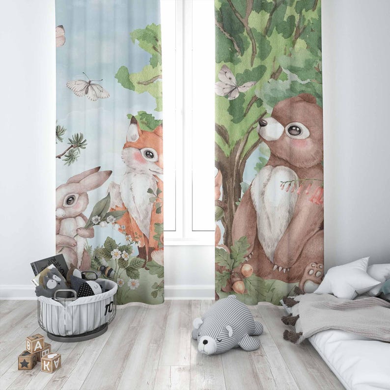 Waldtiere Vorhänge Kinder Schl – Baby Nursery Office Bewertung und Preis