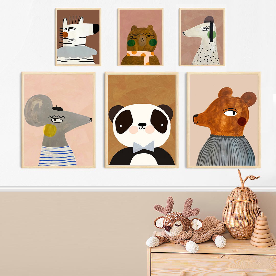 Niedliche Maus Zebra Hase Bär  – Baby Nursery Paintings Bewertung und Preis