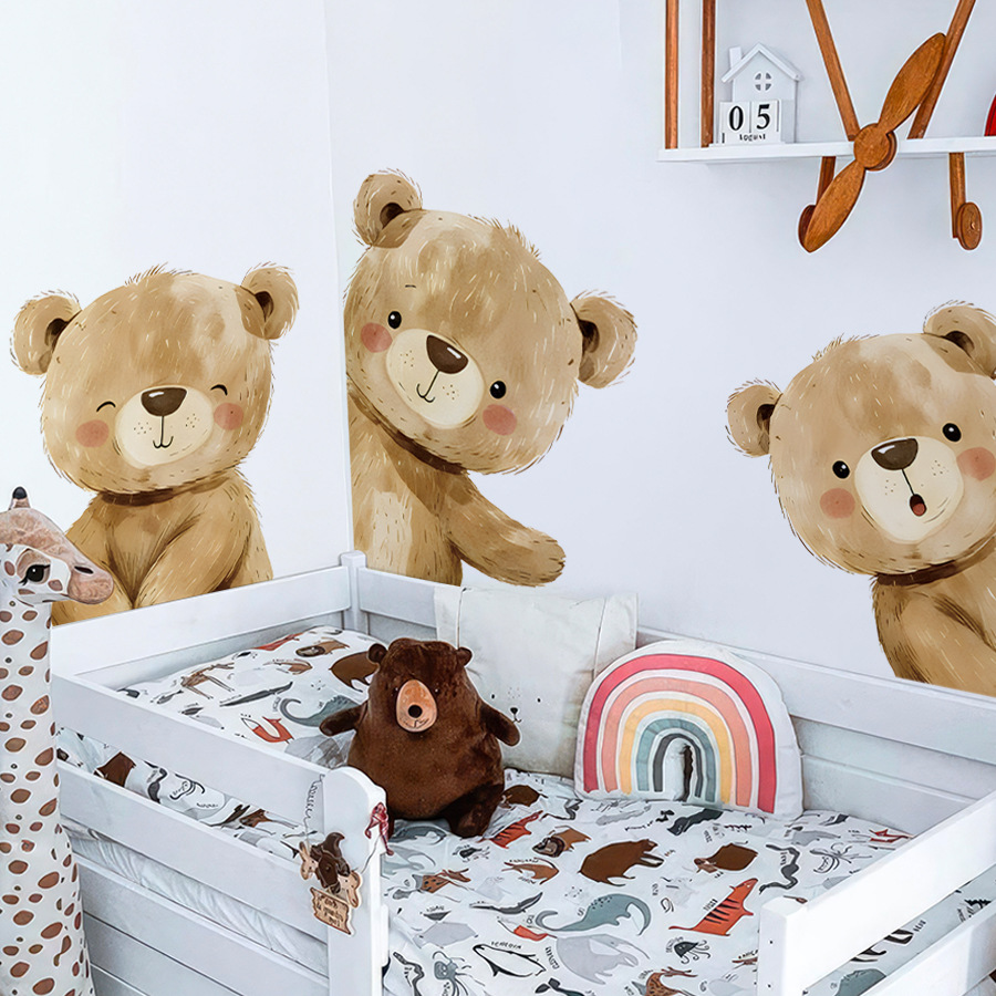 Kawaii Cartoon Bär Wandaufkleb – Baby Nursery Wallpaper Girl Bewertung und Preis