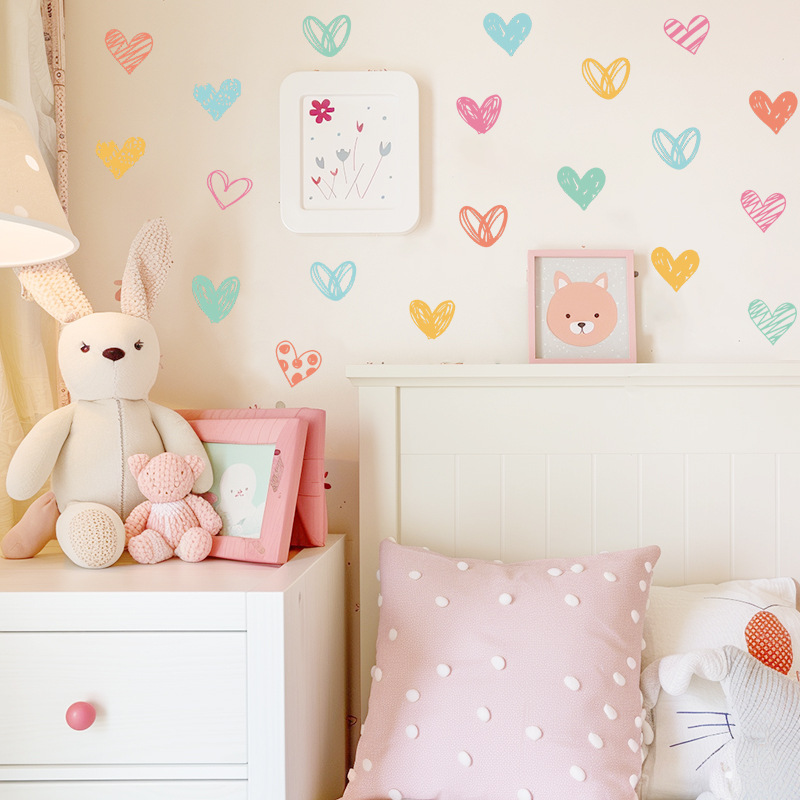 Neue bunte Herz-Wandaufkleber  – Baby Nursery Wallpaper Girl Bewertung und Preis