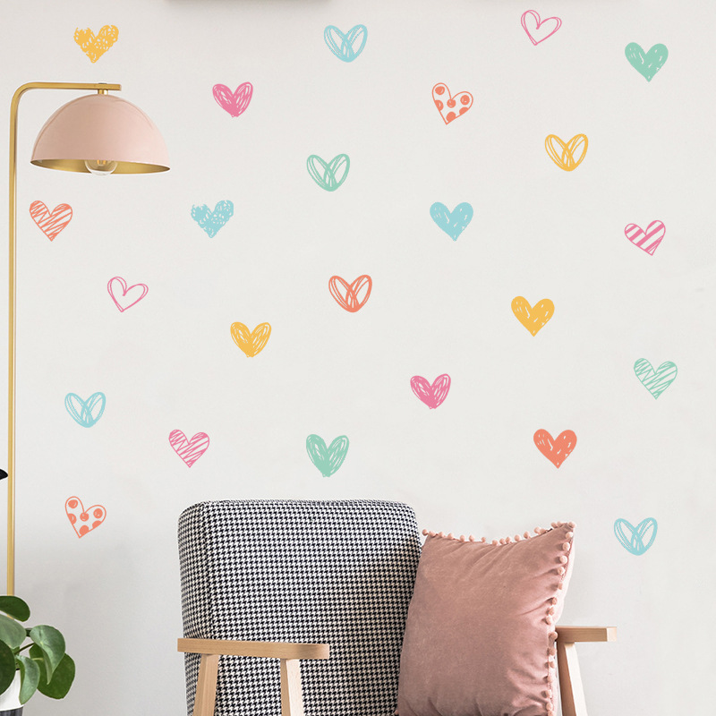 Neue bunte Herz-Wandaufkleber  – Baby Nursery Wallpaper Girl Bewertung und Preis