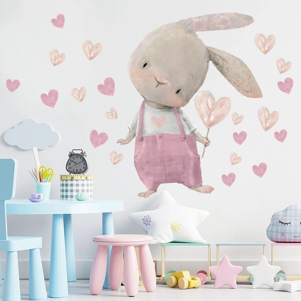 Niedliche Hasen bär Stern Wand – Baby Nursery Wallpaper Girl Bewertung und Preis