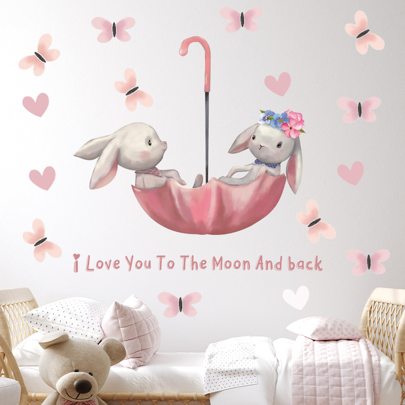 Niedliche Hasen bär Stern Wand – Baby Nursery Wallpaper Girl Bewertung und Preis