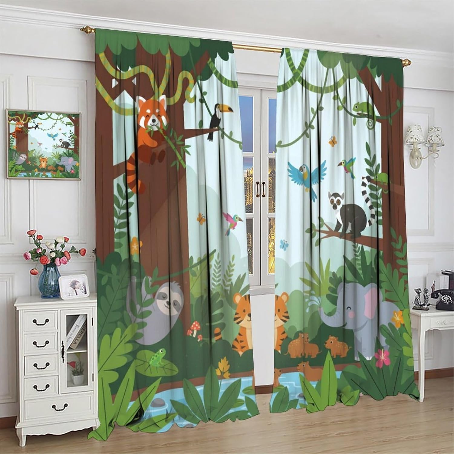 Ästhetische Dschungeltier-Vorh – Baby Nursery Office Bewertung und Preis