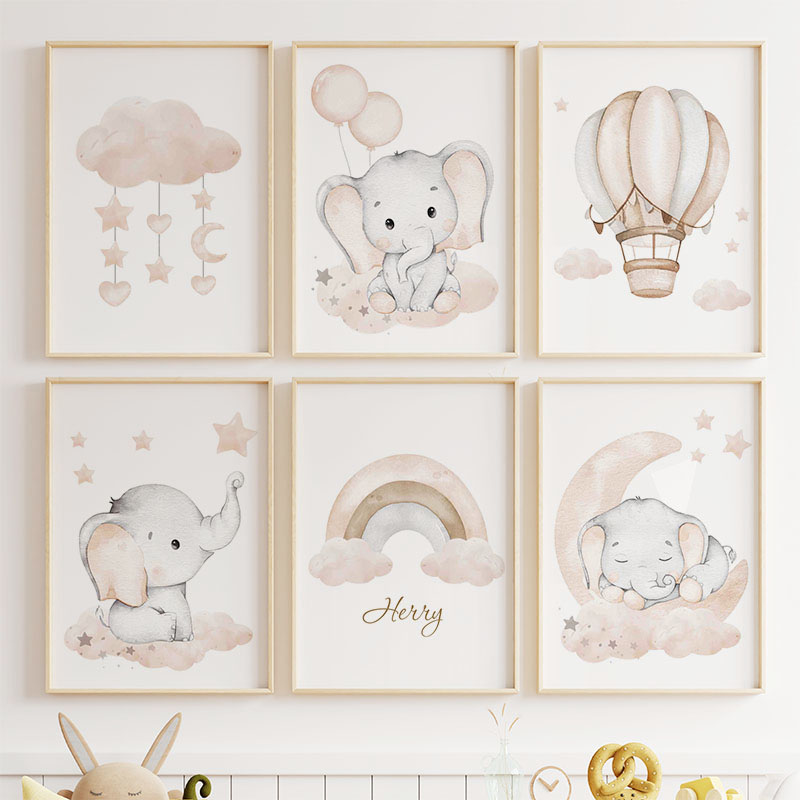 Niedlicher Elefant, heißer Bal – Baby Nursery Paintings Bewertung und Preis