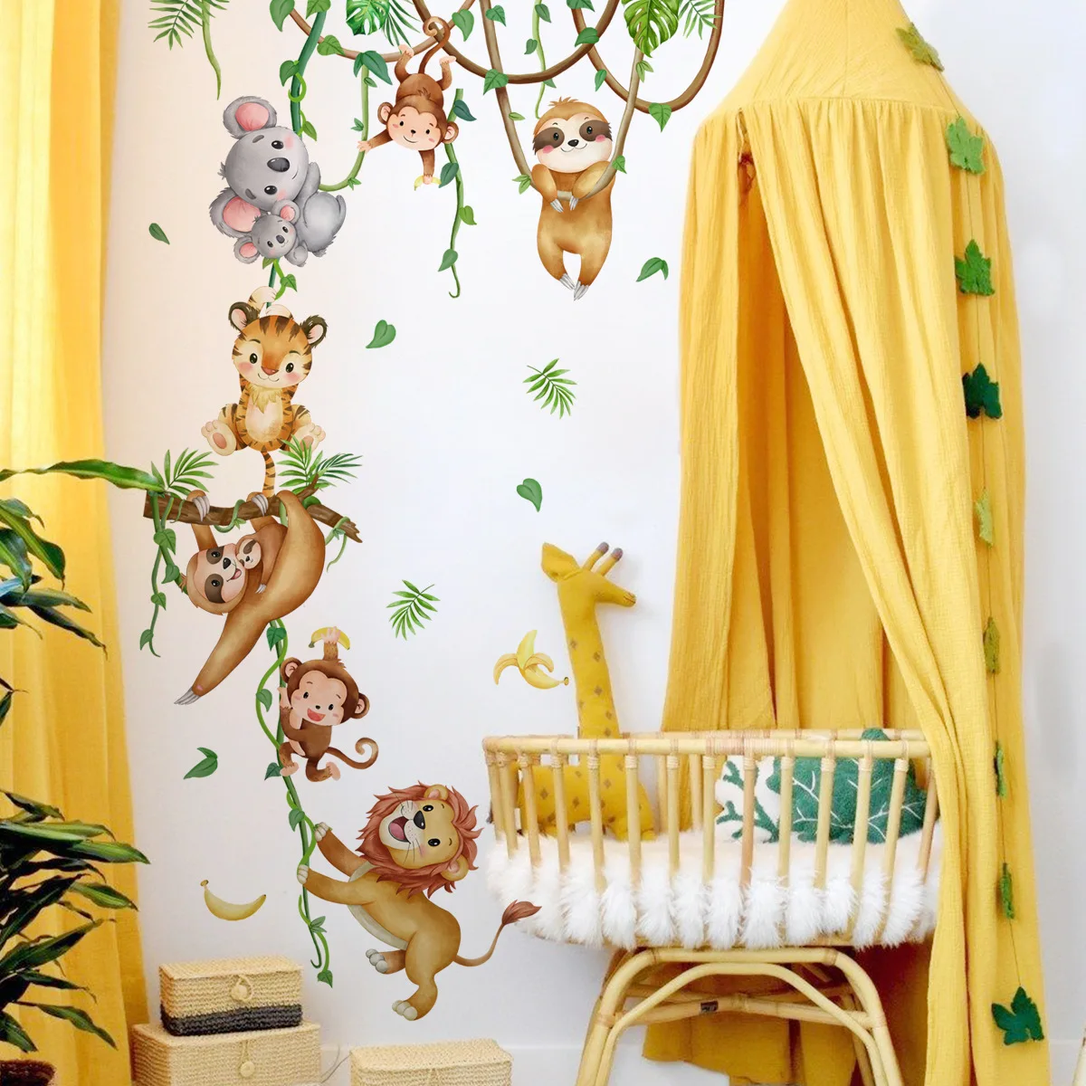Waldtier Löwe Faultier Affe Zw – Baby Nursery Wallpaper Girl Bewertung und Preis