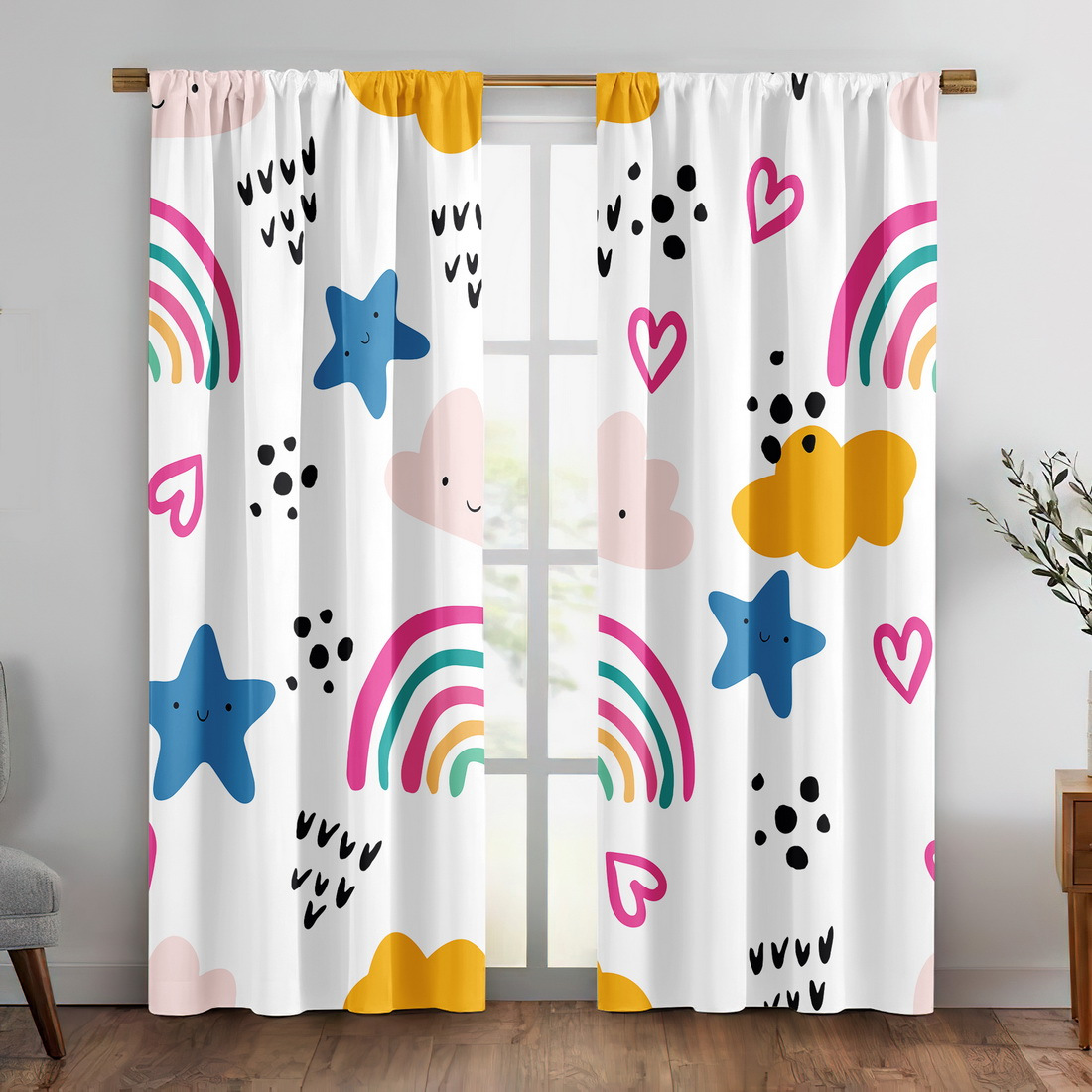 Niedlicher Regenbogen-Sterne-H – Baby Nursery Office Bewertung und Preis
