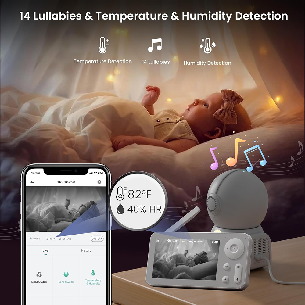 2K-Babyphone mit 2 Kameras und – Baby Nursery Temperature Bewertung und Preis