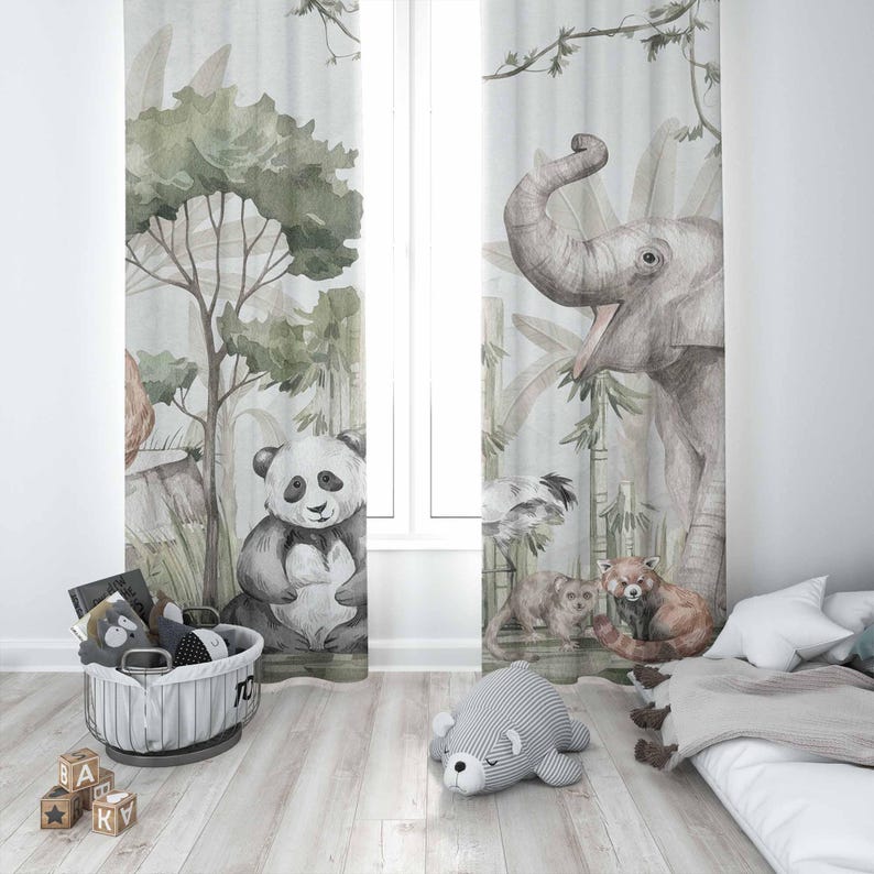 Safari Tiere Vorhänge Kinder S – Baby Nursery Office Bewertung und Preis